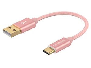 كابل USB C إلى USB قصير 6 بوصاتكابل USB C متين من USB C إلى USB A قصير USB C شحن سريع 3A 480Mbps بيانات USB A إلى USB C لبنك الطاقة قلم ستايلس S22 S21 بكسل 0.15 م ذهبي وردي