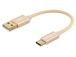 كابل USB A إلى USB C 6 بوصات ، كابل إنشاء متين من USB C إلى USB للشحن السريع 3A 480Mbps بيانات قصيرة USB إلى C كابل لبنك الطاقة Stylus Pen S22 S21 S20 Pixel Hero 0.15m ذهبي