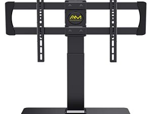 حامل تلفاز عالمي AM alphamount Swivel لتلفزيونات LED / LCD / OLED مقاس 32-80 بوصة قاعدة تلفزيون ماكس VESA 600X400 ملم ارتفاع قابل للتعديل مع قاعدة من الزجاج المقوى تحمل ما يصل إلى 99 رطلاً- APTVS08