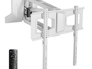 VIVO Steel Electric TV Wall Mount for 37 to 70 inch LCD LED Plasma Screen، Above Fireplace Height قابل للتعديل موتور سحب قوس رف للأسفل ، أبيض ، MOUNT-E-MM070W