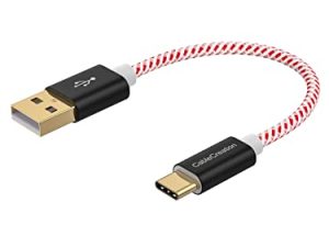 كبل USB C قصير 0.8 FT كبل إنشاء USB A إلى USB C كابل USB إلى C كابل شحن سريع مجدول 3A 480 ميجا بت في الثانية ، متوافق مع MacBook Air Chromebook Pixel Galaxy S22 S21 S20 S10 25 سم / أحمر