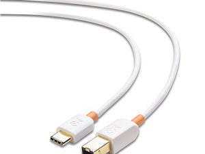 كابل طابعة USB C كابل ماترز 6.6 قدم (كابل USB C إلى USB B ، كابل USB B إلى USB C) متوافق مع الطابعة ، وحدة تحكم MIDI ، لوحة مفاتيح MIDI والمزيد باللون الأبيض - 6.6 قدم