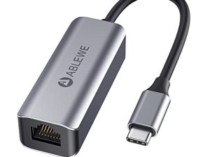 محول USB C إلى Ethernet ، محول ABLEWE Type-C إلى RJ45 Gigabit Ethernet ، محول شبكة Thunderbolt 3 إلى RJ45 LAN متوافق مع MacBook Pro 2020/2019/2018/2017 ، MacBook Air ، Dell XPS ، Galaxy S20