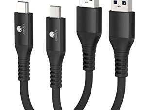 شاحن USB C ، كابل شحن سريع من Conmdex USB إلى USB C 3A [2-Pack ، 1ft] ، USB 3.1 Gen 2 Sync Data 10Gbps Android Auto Braided USB C Cable متوافق مع Samsung Galaxy ، LG ، Moto ، Google Pixel ، أسود