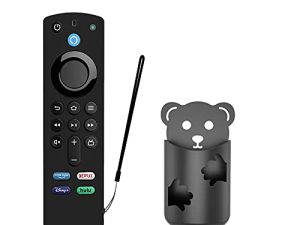 جراب تحكم عن بعد أسود واستبدال حامل لعصا TVstick (الجيل الثالث) 2021 Release Voice Remote ، جراب واقٍ من السيليكون مع حبل - LEFXMOPHY