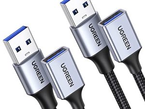 UGREEN 2 Pack USB Extension Cable، (3 FT + 3 FT) USB Extender USB 3.0 Extension Cable Nylon Braided متوافق مع كاميرا الويب ، الكاميرا ، الهاتف ، محور USB ، الماوس ، لوحة المفاتيح ، الطابعة ، القرص الصلب ، سماعة الرأس ، Xbox