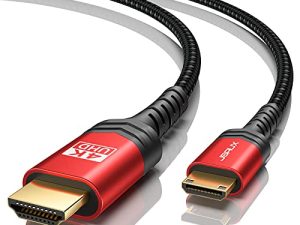 JSAUX Mini HDMI to HDMI Cable 6FT ، [غلاف من الألومنيوم ، مضفر] سلك HDMI 2.0 عالي السرعة 4K 60 هرتز ، متوافق مع الكاميرا وكاميرا الفيديو والكمبيوتر اللوحي وبطاقة الرسومات / الفيديو والكمبيوتر المحمول و Raspberry Pi Zero W -Red ...