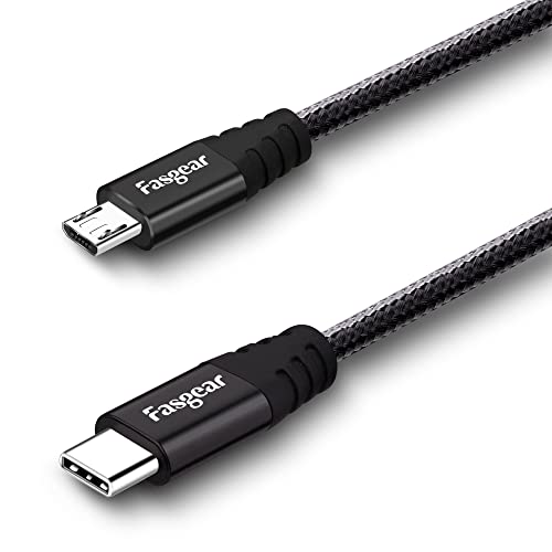 كابل Fasgear USB C إلى Micro USB 30 سم مضفر من النايلون من النوع C إلى سلك USB صغير متوافق مع Galaxy S7 / S6 و HTC One / 10 والمزيد (أسود ، 1 قدم) كابل Fasgear USB C إلى Micro USB 30 سم مضفر من النايلون من النوع C إلى سلك USB صغير متوافق مع Galaxy S7 / S6 و HTC One / 10 والمزيد (أسود ، 1 قدم)