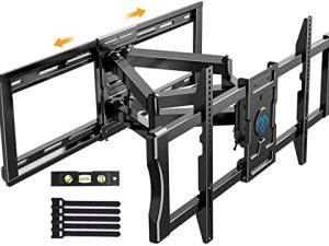 PERLESMITH Full Motion Sliding TV Wall Mount for 37-85 inch LED LCD OLED Flat Curved Screen، Wall Mount Bracket Dual Swivel Swivating Tilt 6 Arms ، Max VESA 600x400mm يحمل ما يصل إلى 132lbs ، PSLF6