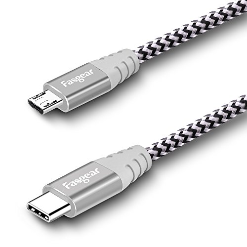 كابل Fasgear USB C إلى Micro USB 30 سم مضفر من النايلون من النوع C إلى سلك USB صغير متوافق مع Galaxy S7 / S6 و HTC One / 10 والمزيد (رمادي ، 1 قدم) كابل Fasgear USB C إلى Micro USB 30 سم مضفر من النايلون من النوع C إلى سلك USB صغير متوافق مع Galaxy S7 / S6 و HTC One / 10 والمزيد (رمادي ، 1 قدم)