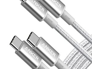 Anker 333 USB C to USB C Cable (6ft 100W، 2-Pack)، USB 2.0 Type C Charging Cable Fast Charge for MacBook Pro 2020، iPad Pro 2020، iPad Air 4، Samsung Galaxy S21، Pixel، Switch، LG والمزيد (فضة)