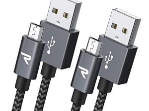 كابل Micro USB [عبوتان / 6.6 قدم] ، شاحن Android Rampow QC 3.0 سريع الشحن والمزامنة ، كبلات Micro USB لأجهزة Samsung Galaxy S7 / S6 و Edge ، و Note 7/6 ، و Sony ، و Kindle ، و PS4 ، و Xbox ، وأجهزة Android والمزيد -فضاء رمادي