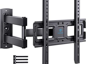 PERLESMITH TV Wall Mount Swivel Milt for 32-55 inch LED LCD OLED Flat TV المنحني ، دعامة تثبيت تلفزيون كاملة الحركة مع ذراع مفصلية مثالية مركز أحادي يصل إلى 70lbs VESA 400x400mm ، PSMFK7