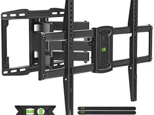 USX MOUNT حامل تلفزيون بالحركة الكاملة للتلفزيون مقاس 37-75 بوصة ، حامل تلفاز دوّار وميل مع أذرع مفصلية مزدوجة ، حامل تلفزيون على الحائط يصل إلى 132 رطلاً ، VESA 600x400 مم ، ترصيع خشبي 16 بوصة ، XML019