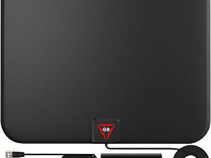 Gesobyte Amplified HD Digital TV Antenna Long 250 Miles Range - دعم 4K 1080p Fire TV Stick وجميع التلفزيونات القديمة - معزز إشارة مكبر الصوت الذكي الداخلي - كابل تلفزيون عالي الدقة 18 قدم / محول تيار متردد