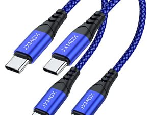 كابل USB C قصير إلى USB C 60 وات ، (عبوتان 1 قدم) شاحن سلك شحن سريع JXMOX من النوع C متوافق مع Samsung Galaxy S21 S21 + S20 Ultra Plus S20 + Note 20 10 ، Google Pixel 2/3/4 XL ، iPad pro 2018 (أزرق)