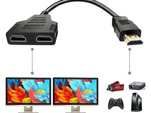 كابل محول مقسم HDMI - مقسم HDMI 1 في 2 مخرج HDMI ذكر إلى ثنائي HDMI أنثى من 1 إلى 2 طريقة لـ HDMI HD ، LED ، LCD ، التلفزيون ، يدعم جهازي تلفزيون متشابهين في نفس الوقت