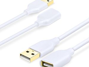 كابل تمديد USB أبيض ، Costyle 2-Pack 2.0 6ft / 2m USB Type A ذكر إلى أنثى سلك تمديد أبيض كابل USB مع موصلات مطلية بالذهب
