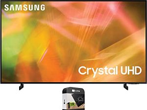 مجموعة تلفاز سامسونج UN50AU8000FXZA 50 بوصة UHD 4K Crystal UHD Smart LED مع حزمة حماية معززة بريميوم 1 YR CPS