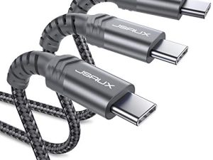 كابل JSAUX USB C إلى USB C 60 واط ، 3 عبوات [10ft + 6.6ft + 3.3ft] سلك شحن سريع من النوع C متوافق مع Samsung Galaxy S22 S21 S21 + S21 Ultra S20 Plus S20 + Note 20 10 ، Google Pixel 6 5 4 3 2 XL -رمادي