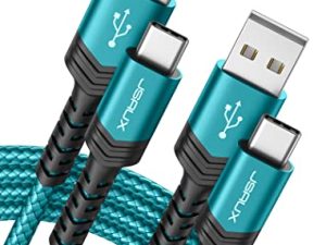 كابل USB-C إلى USB A 3.1A سريع الشحن [عبوتان 3.3 قدم] ، سلك شاحن JSAUX USB من النوع C متوافق مع Samsung Galaxy S10 S9 S8 S20 Plus A51 A12 A11 ، Note 10 9 8 ، وحدة تحكم PS5 ، شاحن USB C- أخضر