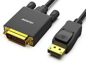 BENFEI DisplayPort to DVI Adapter ، Dp Display Port to DVI Converter Male to Male Gold Plated Cord 6 Feet Black Cable for Lenovo و Dell و HP وغيرها من العلامات التجارية