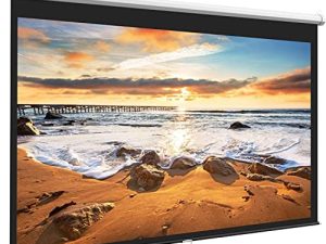 شاشة بروجيكتور 100 بوصة 16: 9 - شاشة عرض محمولة قابلة للقفل التلقائي لـ 4K 3D 1080P HD - شاشة جهاز عرض يدوية قابلة للسحب لأسفل لأفلام المكتب والمسرح المنزلي الداخلي والخارجي من PERLESMITH