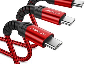 كابل JSAUX USB C إلى USB C 60 واط ، 3 عبوات [10ft + 6.6ft + 3.3ft] سلك شحن سريع من النوع C متوافق مع Samsung Galaxy S22 S21 S21 + S21 Ultra S20 Plus S20 + Note 20 10 ، Google Pixel 6 5 4 3 2 XL -أحمر
