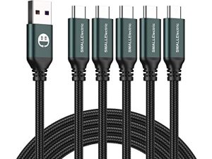 كبل USB قصير من النوع C 5 عبوات 12 بوصة شحن سريع 3A سريع شاحن سريع ، كابل مضفر من النوع C إلى A لهاتف Galaxy S10 20 9 8 Plus a10e ، Note 10 9 8 ، LG V50 V40 G8 G7 (قدم واحد ، أخضر)