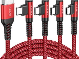 AINOPE USB C to USB Cable [4-Pack 10 / 6.6 / 3.3 / 3.3ft] 3.1A USB Fast Charge Cable الزاوية اليمنى ، كابل شحن USB C مضفر من النايلون المتين متوافق مع Galaxy S21 S20 Plus ، Note 20 10 9 ، Moto