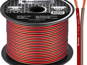 InstallGear 16 Gauge AWG Speaker Wire المواصفات الحقيقية وسلك الكابل الملمس الناعم (100 قدم أحمر / أسود) | لمكبرات الصوت للسيارة وأجهزة ستريو ومكبرات صوت المسرح المنزلي والصوت المحيط والراديو | 16 مقياس سلك / كابل مكبر الصوت