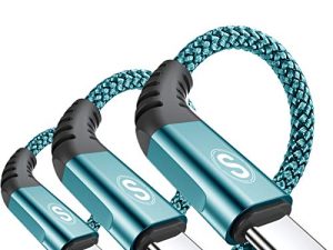 كابل USB C 3.1A سريع الشحن [3 عبوات ، 10 أقدام + 6.6 قدم + 3.3 قدم] ، سلك مضفر من النايلون من USB-A إلى USB-C ، سلك مضفر من النايلون لهاتف Samsung Galaxy S21 S20 S10 S9 S8 Plus / FE Note 20 10 9 8 7، A71 A51 A32، LG، Moto، PS5-Green