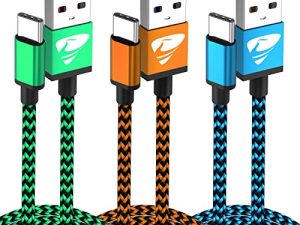 Aioneus 3Pack 6ft USB C Cable 3A Fast Charge، USB A to Type C Charger Cord Charged Charging for Samsung Galaxy A03s A02s S22 S21 S20 S10 S9 A11 A12 A13 A20 A21 A32 A50 A51 A53 A10e S10e، Moto G7، LG