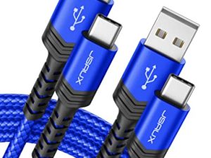 كابل USB-C إلى USB A 3.1A سريع الشحن [عبوتان 3.3 قدم] ، سلك شاحن JSAUX USB من النوع C متوافق مع Samsung Galaxy S10 S9 S8 S20 Plus A51 A12 A11، Note 10 9 8، PS5 شاحن USB C - أزرق