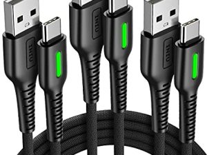 كبل USB C ، INIU [3 Pack 3.1A] QC 3.0 Type C Charger Fast Charging Cable ، Nylon Braided (1.6 + 3.3 + 10ft) USB A to USB-C Phone Charger Cord for Samsung Galaxy S21 S20 S10 Plus Note 20 10 LG Google بكسل