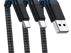 كابل USB A إلى النوع C ، Cabepow [2Pack] 3 أقدام شحن سريع 3 أقدام USB من النوع C سلك لهاتف Samsung Galaxy A10 / A20 / A51 / S10 / S9 / S8 ، شاحن 3 أقدام من النوع C كابل USB مضفر من النايلون الفاخر - داكن