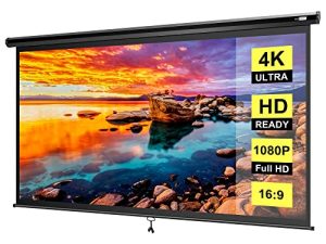 شاشة عرض VIVOHOME 80 بوصة تعمل بالسحب لأسفل ، شاشة عريضة عريضة قابلة للسحب 16: 9 HD غير لامعة للمسرح المنزلي والسينما وألعاب الفيديو المكتبية ، أسود